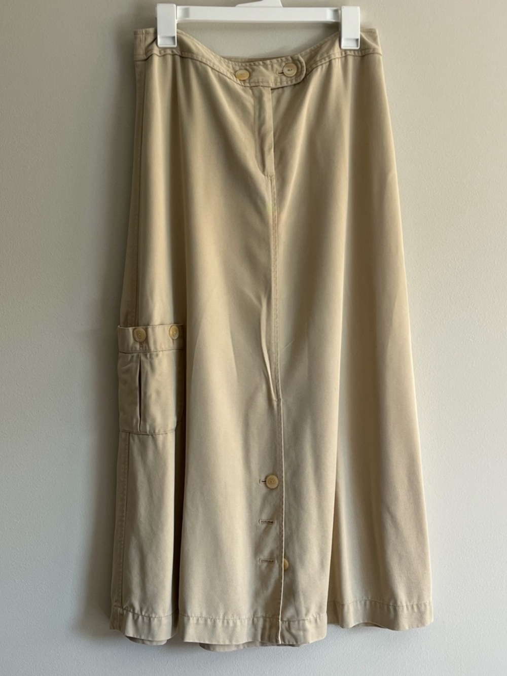 J. Jill Beige A-Line Button-Accent Skirt